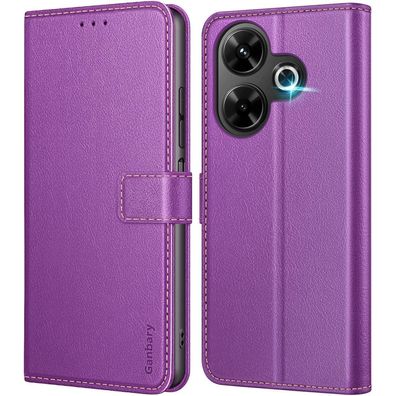 Ganbary Klapphülle für Redmi 13 4G, Violett in Lederoptik