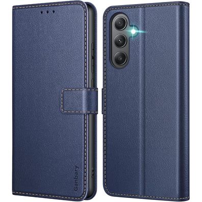 Ganbary Klapphülle für Galaxy A35 5G, Blau in Lederoptik