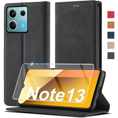 Ailicici Klapphülle für Redmi Note 13 5G Schwarz in Lederoptik