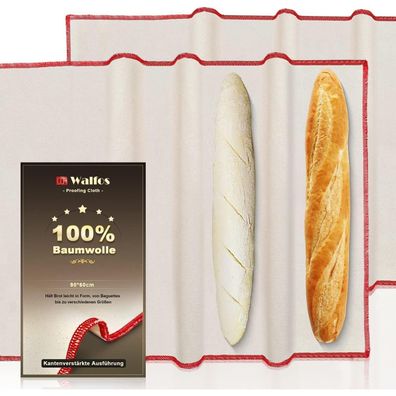 WALFOS Große Baumwolle Bäckergültiges Tuch zum Brot Backen (90x60cm, 2
