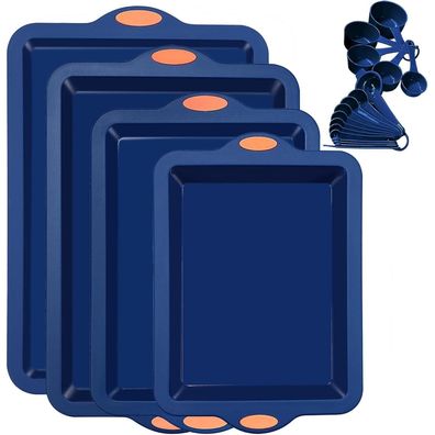 Silicone Baking Pans Set 4-Piece Nonstick Bakeware Navy Blue