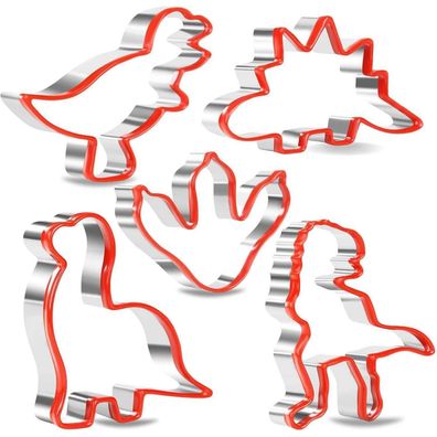 Dinosaurier Ausstechformen Set 5-teilig Edelstahl Silikonrand