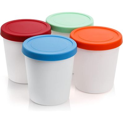 Eiscreme Behälter 4 Stück Silikondeckel 1 Liter BPA-frei Gefrierbehälter