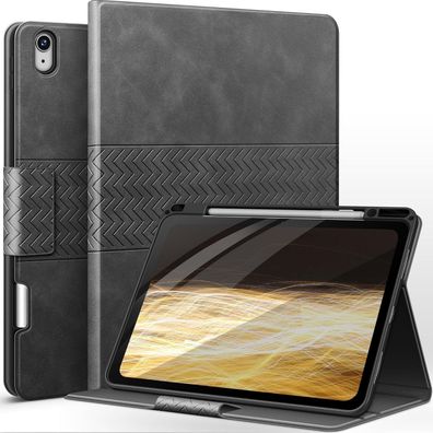 AUAUA iPad Air 13 Zoll M2 2024 Hülle, PU Leder Stifthalter Grau