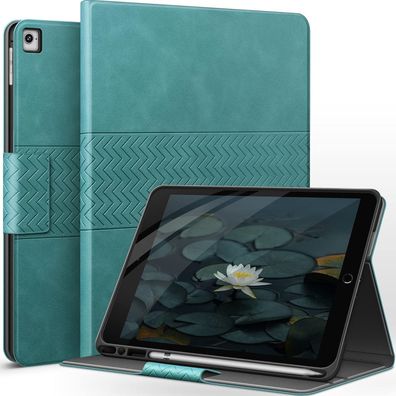 AUAUA iPad 9.7 Zoll 2018/2017 Air 2/Air 1 Stifthalter Lederhülle Grün