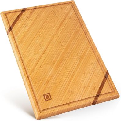 Großes Bambus Schneidebrett mit Saftrille 45x30cm Holz Küchenbrett