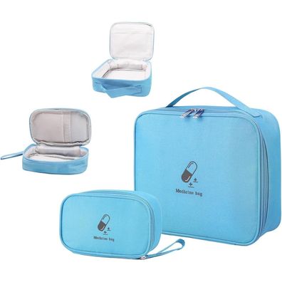Medikamententasche Set Groß & Klein Wasserdicht Reiseapotheke Blau