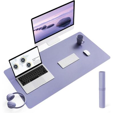 Großes Office Mousepad Schreibtischunterlage Leder Wildleder, 90x43cm Lavendel