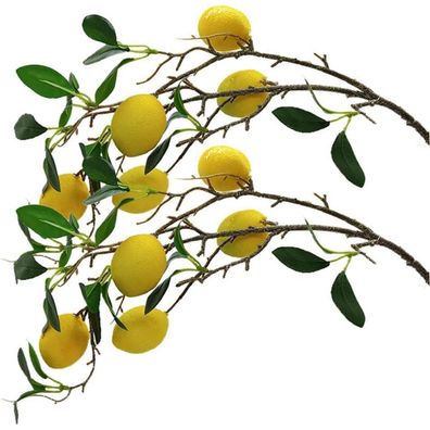 Künstliche Zitrone Zweig Schaum Zitrone 80cm Deko Obst (2er