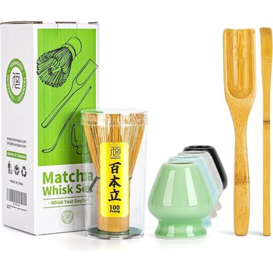 Teanagoo Matcha Set 100% Bambus & Porcelain Zubehör für Zeremonie
