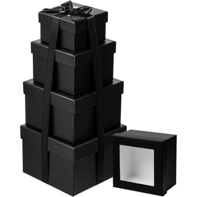 Briful Geschenkbox 4er Set Quadratische Schachtel Sichtfenster Aufbewahrungsbox