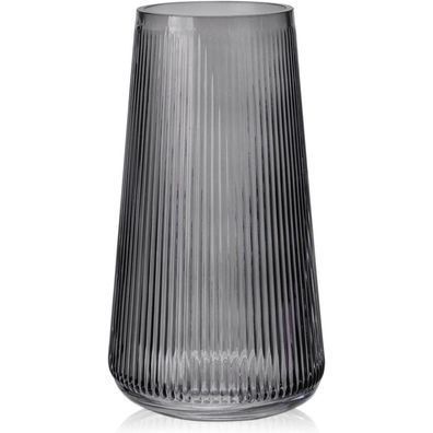 Dekovase Glas Modern Vintage-Style Rillen Blumenvase Hochzeit Büro Deko 20cm