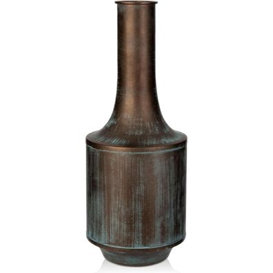 Vintage Metall Blumenvase Groß - Rustikale Shabby Chic Dekovase