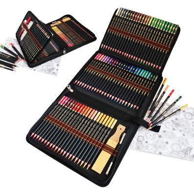95 Buntstifte Skizzierstifte Premium Set Federtasche Holz Farbstift-Set