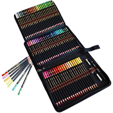 72 Buntstift Bleistift Farbstifte Zeichenstifte Malset Set Black Zipper Case