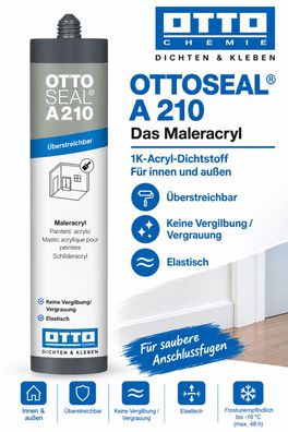 Ottoseal A210 300 ml Weiß Maleracryl Fugenmasse Acryl Dichtstoff Innen Außen