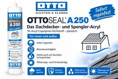 Ottoseal A250 Dichtmasse 310 ml Dachdecker Spengler Bitumen und Metall Dach Nähte