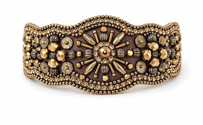 Armband Kunstleder Bronze mit Perlchen Besatz 1001 Nacht Biba