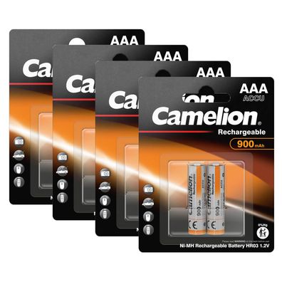 8 Stück Camelion Akku AAA aufladbar 900 mAh Accu NiMh 1,2V HR03
