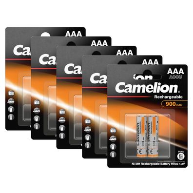 10 Stück Camelion Akku AAA aufladbar 900 mAh Accu NiMh 1,2V HR03