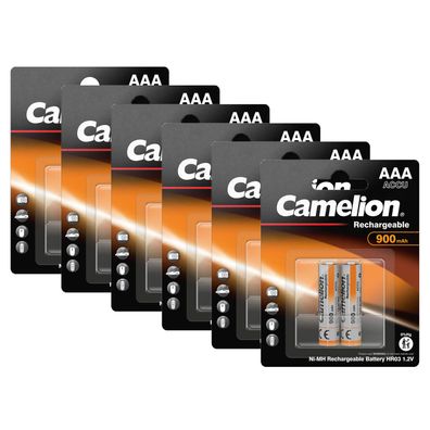 12 Stück Camelion Akku AAA aufladbar 900 mAh Accu NiMh 1,2V HR03