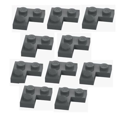 LEGO 10x Eckplatte 1x2x2 Grau 2420 4210635 Dark Stone Grey Ecke Plate Corner 2x2