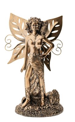 Krafttierelfe Eule Kunstharz 20 cm Fee Fantasyfigur Elfen Krafttier