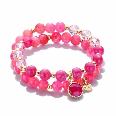 Armband Doppel-Armband Pink mit Anhänger Urlaub Strand Freizeit Party Biba