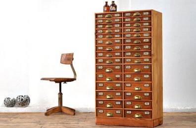 Schubladenschrank Antik Apothekerschrank Alt Vintage Sortierschrank Uhrmacher Holz