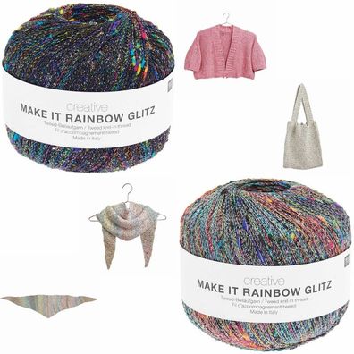 50g Rico Design Creative Make It Rainbow Glitz Tweed Beilaufgarn GP 159,80€/1kg