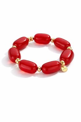 Biba elastisches Armband mit Resin Perlen in Kirschrot