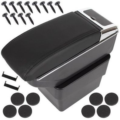 Skoda Octavia III 13-20 Armlehne mit Ablagefach Schwarzes ECO-LEDER + Montagesatz