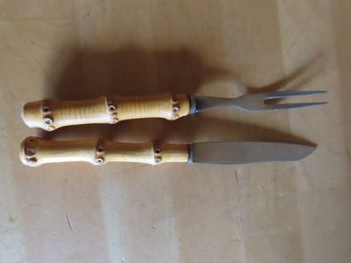 Obstmesser + Obstgabel Bambusgriff Solingen ca. 16,5 cm lang