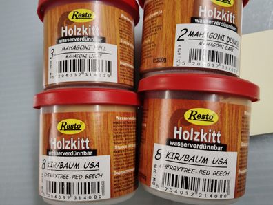 Resto Holzkitt Reparaturpaste Spachtelmasse lackierbar, Mahagoni2, 200g