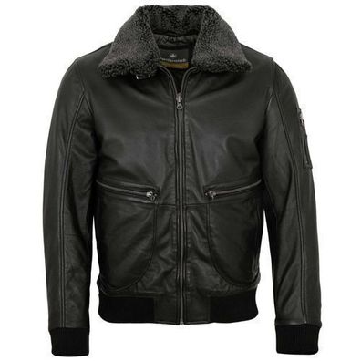 Redpoint - Herren Lederjacke Fellkragen Lammnappa schwarz