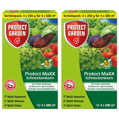 2 x Protect GARDEN® Protect MaXX Schneckenkorn Wirkstoff Metaldehyd, 1 kg