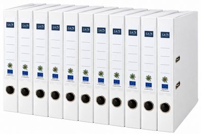 SAD 10er Pack PP Kunststoffordner 5cm DIN-A4 Ordner schmal weiß - Aktenordner perfekt