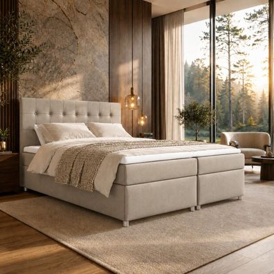 Best For Home Trinity K-6 Boxspringbett mit Bettkasten Bonellfederkernmatratze Topper
