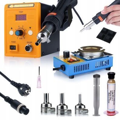 Rosfix Set Heißluft-Lötstation 858D 700W + Tiegel 160W + Flux RMA-223
