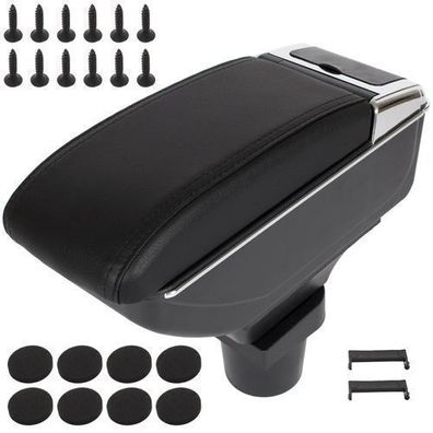 Toyota Yaris II 06-12 Armlehne mit Ablagefach, Schwarzes ECO-LEDER + Montagesatz