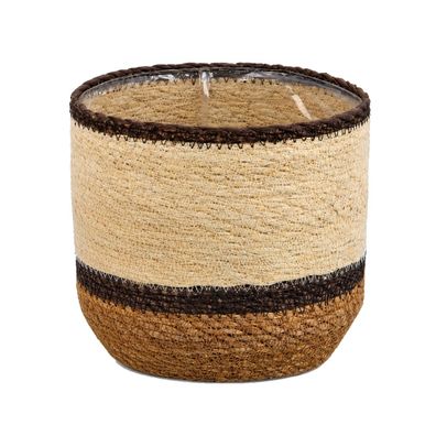 Seegras Übertopf SEWING mit Folie brauntöne Ø 16 cm