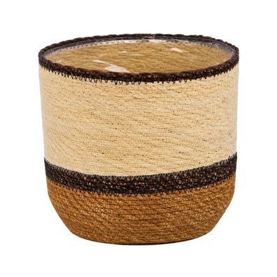 Seegras Übertopf SEWING mit Folie brauntöne Ø 20 cm