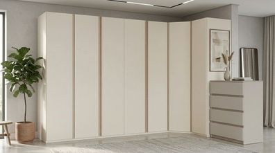 Modernes Schlafzimmer Set Beige Edel Eckschrank Kommode Kleiderschrank