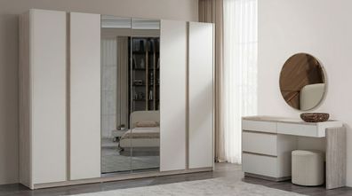 Kleiderschrank Kommode Spiegel Beige Modern Edel Schminktisch Set
