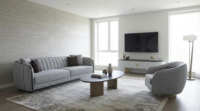 Wohnzimmer Set 3-Sitzer Couchtisch Lowboard Moderner Stil Komfortabel
