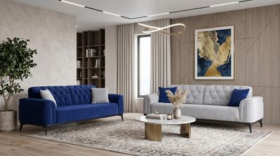 Blau-graues Sofa-Set Sofa Stoffsofas Design Sofas modern