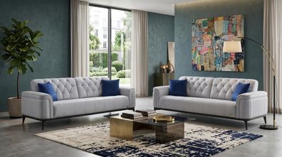 Graues Sofa-Set 3 + 3-Sitzer-Sofas Stoffsofas hohe Qualität Wohnzimmermöbel