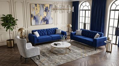 Blau-graues Sofa-Set Sofas Stoffsofas Wohnzimmermöbel modern