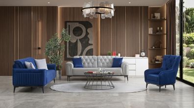 Grau-blaues Sofa-Set Sofas Stoffsofas Designer Polstermöbel