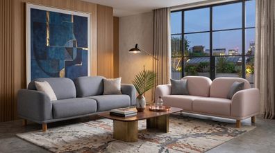 Beige-graues Sofa-Set Sofas stilvolle Stoffsofas Wohnzimmer